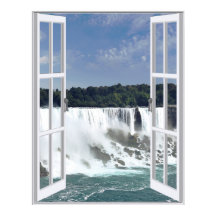 Mooie Waterval Nep Raam Uitzicht