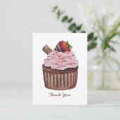 Mooie Waterverf Aardbei Cupcake Briefkaart (Staand voorkant)