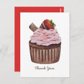 Mooie Waterverf Aardbei Cupcake Briefkaart (Voorkant / Achterkant)