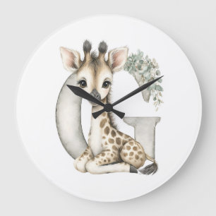 Mooie waterverf baby dier alfabet Giraffe Grote Klok