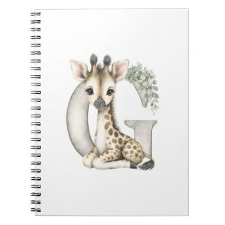 Mooie waterverf baby dier alfabet Giraffe Notitieboek