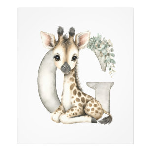 Mooie Waterverf Baby Dieren Alfabet Giraffe Foto Afdruk