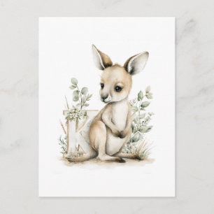 Mooie Waterverf Baby Dieren Alfabet Kangoeroe Briefkaart