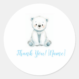 Mooie waterverf baby ijsbeer bedankbriefje ronde sticker