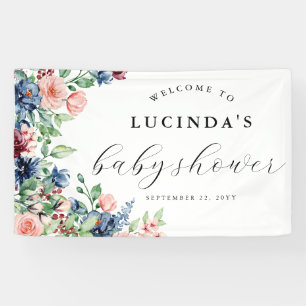 Mooie Waterverf Baby shower Floral en Greenery Spandoek