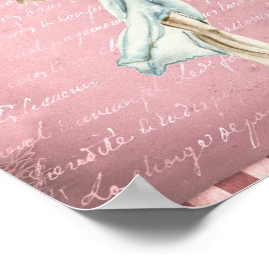 Mooie Waterverf Ballerina Pink Script Ballet Poster (Hoek)