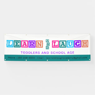 Mooie waterverf banner voor kinderopvang op maat