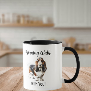 Mooie Waterverf Basset Bruin Personaliseerbaar Mok
