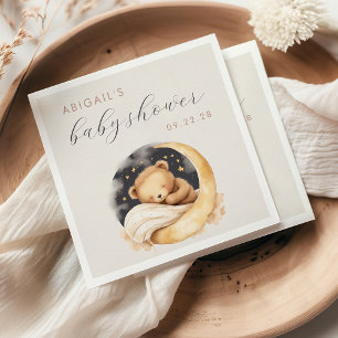 Mooie Waterverf Beer Over de Maan Baby Shower Servet