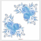 Mooie Waterverf Blauwe Rozen Sticker (Vel)