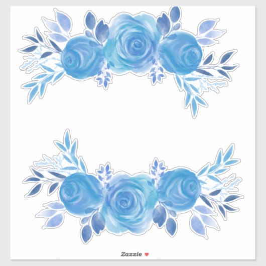 Mooie Waterverf Blauwe Rozen Sticker (Vel)