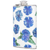 Mooie waterverf blauwe snijbloemen heupfles (Links)