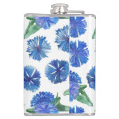 Mooie waterverf blauwe snijbloemen heupfles (Achterkant)