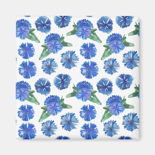 Mooie waterverf blauwe snijbloemen magneet (Voorkant)