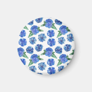 Mooie waterverf blauwe snijbloemen magneet
