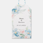 Mooie waterverf bloedige rozen en blauwe bloemen cadeaulabel (Voorkant)
