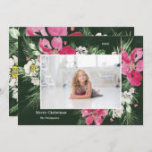 Mooie Waterverf bloem met groene kerstmis Feestdagenkaart (Voorkant / Achterkant)