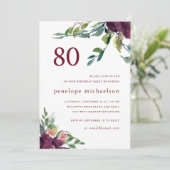 Mooie Waterverf Bloemen 80ste Verjaardag Kaart (Staand voorkant)