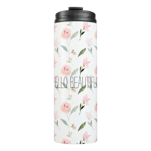 Mooie Waterverf Bloemen Blush Roze Thermosbeker (Voorkant)