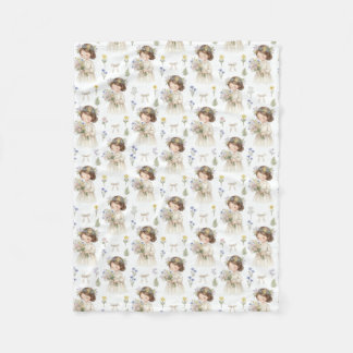 Mooie Waterverf Bloemen Meisje Patroon Baby Fleece Deken