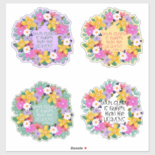 Mooie Waterverf bloemen met Psalm Quote Sticker