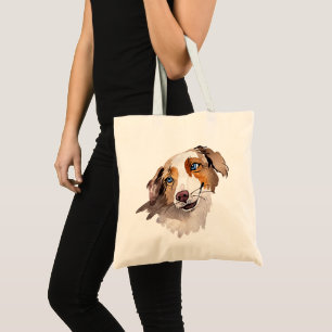 Mooie Waterverf Blue Eyed Australian Shepherd Tote Bag