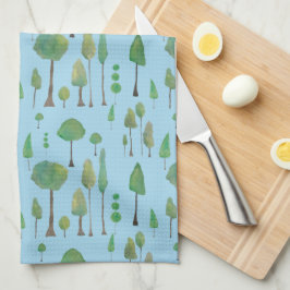 Mooie Waterverf bomen Theedoek