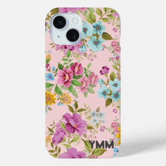 Mooie Waterverf botanische flora + monogram Case-Mate iPhone Case (Achterkant)