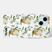 Mooie Waterverf botanische flora + monogram Case-Mate iPhone Case (Achterkant (horizontaal))
