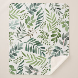 Mooie Waterverf botanische lederen patroon  Sherpa Deken
