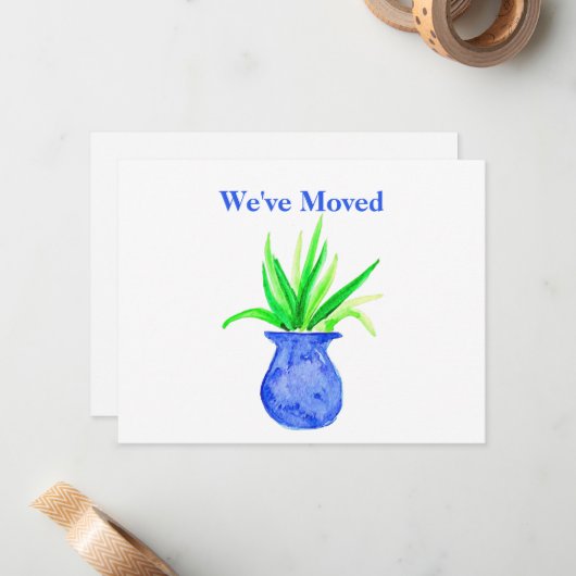 Mooie waterverf botanische verhuis aankondiging  (Voorkant / Achterkant in situ)