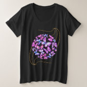 Mooie Waterverf Butterflies met Gold Bling Grote Maat T-shirt (Design voorkant)