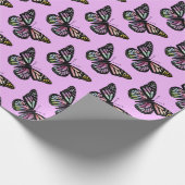 Mooie Waterverf Butterflies Pattern Paars Cadeaupapier (Hoek)