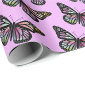 Mooie Waterverf Butterflies Pattern Paars Cadeaupapier (Rol Hoek)