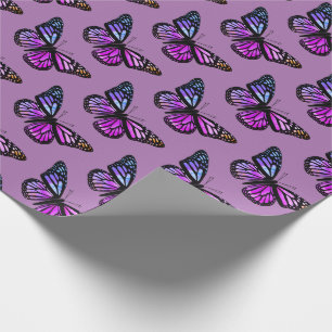 Mooie Waterverf Butterflies Pattern Paars Cadeaupapier