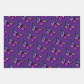 Mooie Waterverf Butterflies Pattern Paars Inpakpapier Vel (Voorkant 3)