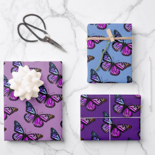 Mooie Waterverf Butterflies Pattern Paars Inpakpapier Vel