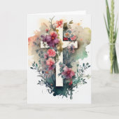 Mooie Waterverf Christelijke Cross Holiday Kaart (Voorkant)