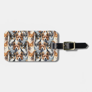 Mooie waterverf Corgi-hondpatroon Bagagelabel