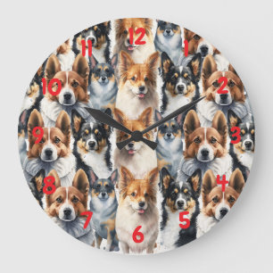 Mooie waterverf Corgi-hondpatroon Grote Klok