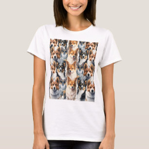 Mooie waterverf Corgi-hondpatroon T-shirt