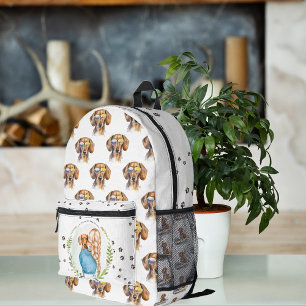 Mooie waterverf dachshund-hond patroon monogram bedrukte rugzak