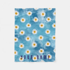 Mooie Waterverf Daisy Monogram Bloemenvlies Fleece Deken