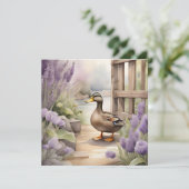 Mooie waterverf eend en lavendel deken  kaart (Staand voorkant)
