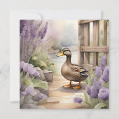 Mooie waterverf eend en lavendel deken  kaart (Voorkant)