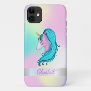 Mooie Waterverf Eenhoorn Holografische Ombre iPhone 11 Hoesje