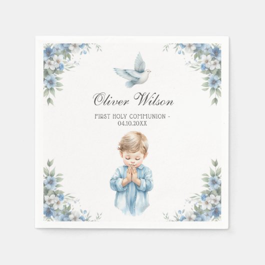 Mooie Waterverf Eerste Heilige Communie Servet (Voorkant)