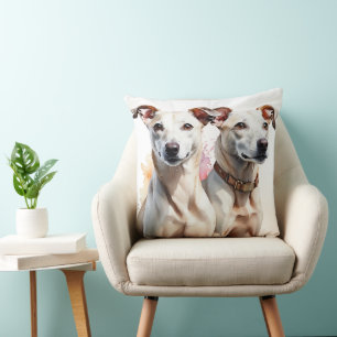 MOOIE WATERVERF FAWN & WHITE GREYHOUND HONDEN KUSSEN