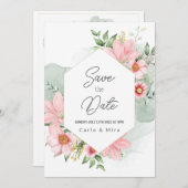 Mooie Waterverf Floral bespaart de datum Save The Date (Voorkant / Achterkant)