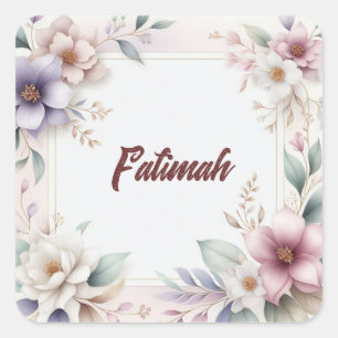 Mooie Waterverf Floral Botanische Naam Vierkante Sticker